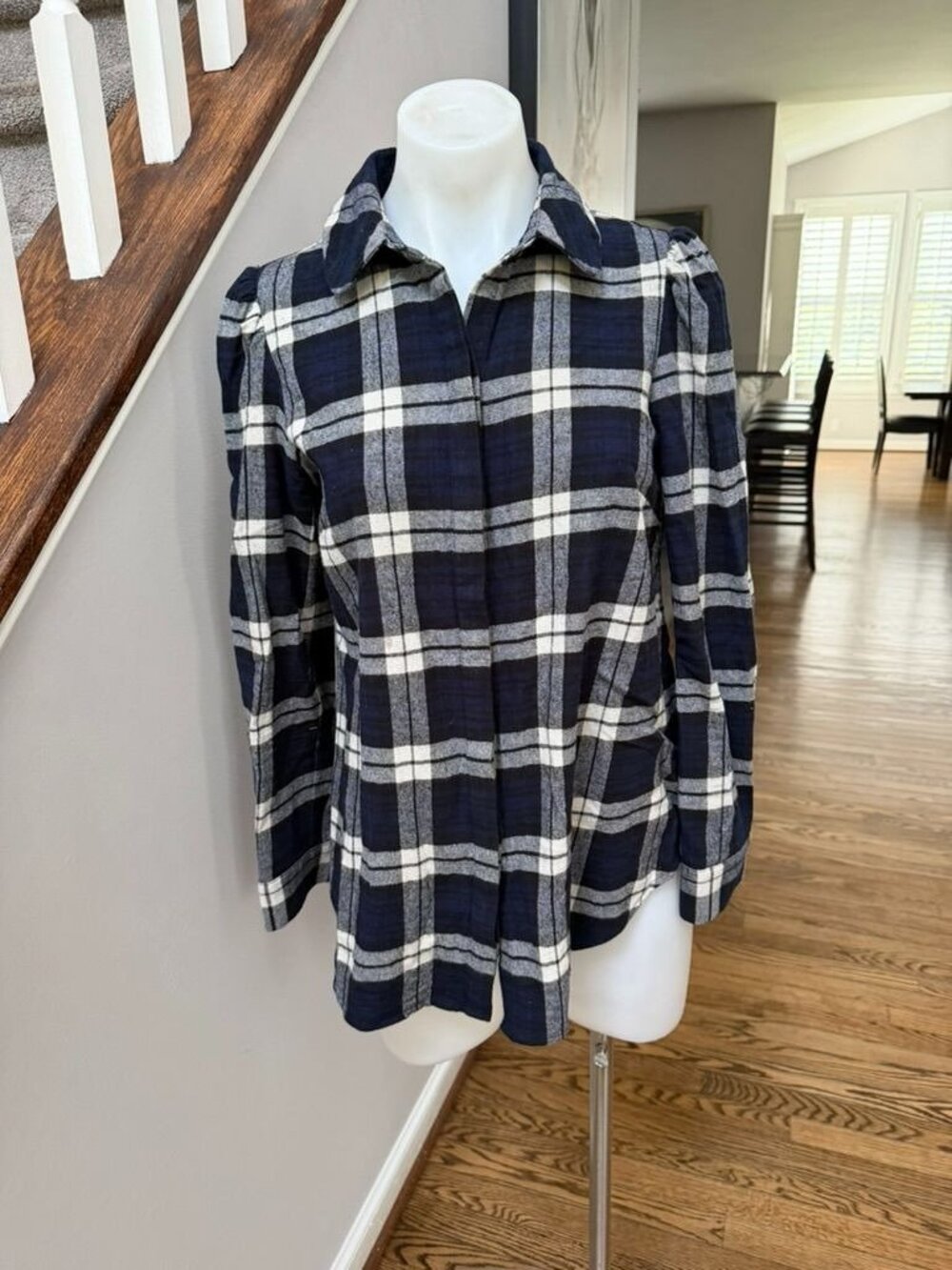 Tuckernuck Pomander Place Saranac Puff Sleeve Flannel Button Down Plaid Shirt